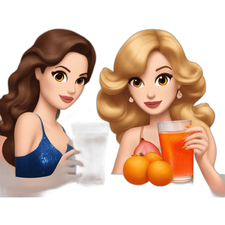 Lana del Rey & Taylor swift  drunking aperol spritzz emoji