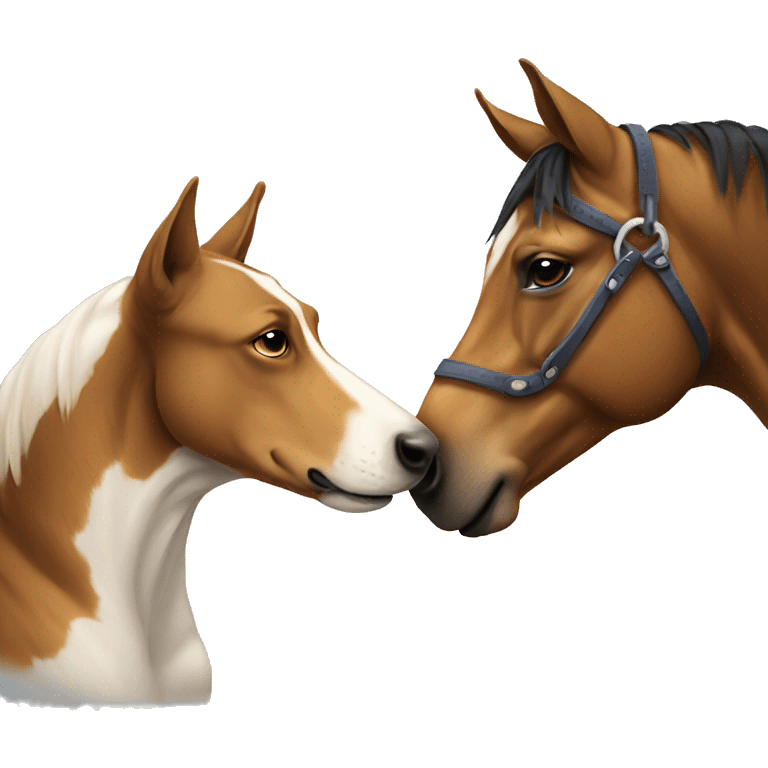 horse and dog holding hands emoji