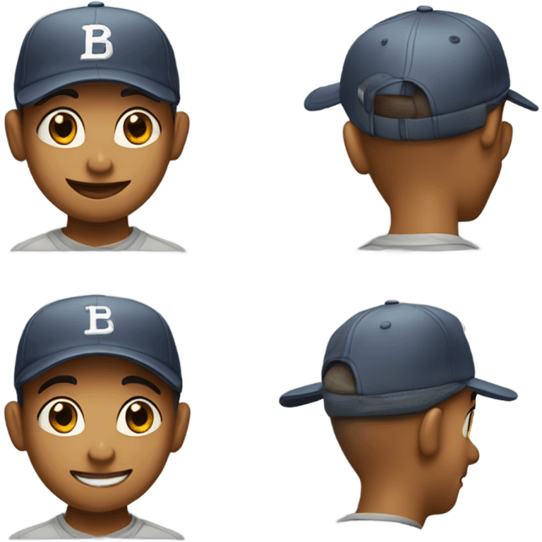 Thin smiling boy in baseball cap emoji