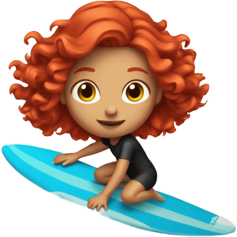 Girl with red hair surfing emoji