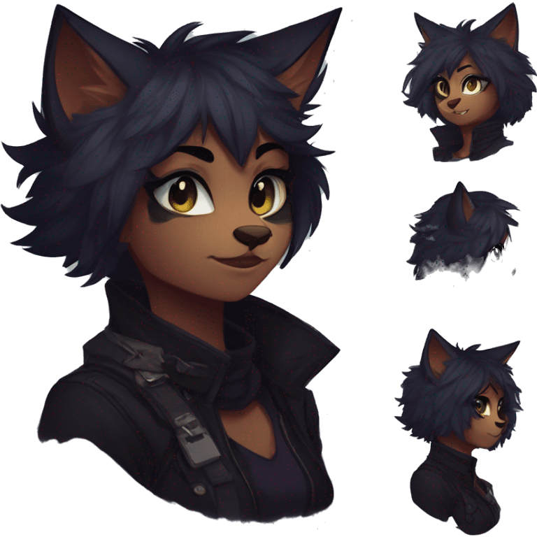 Edgy sharp anthro tomboy black cat furry by Falvie, LiLaiRa, griffsnuff, AngieWolf emoji