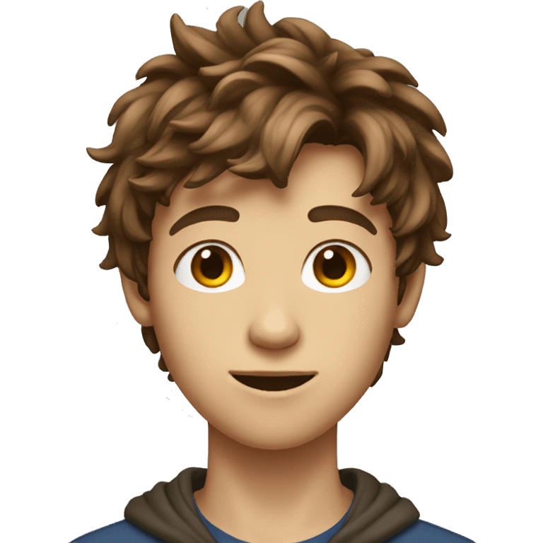 A rather slim 15-year-old boy with messy brown hair  emoji