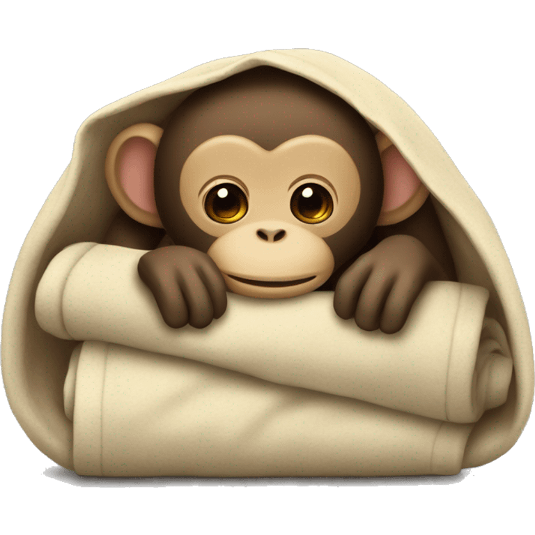 the monkey sleeps in a blanket emoji