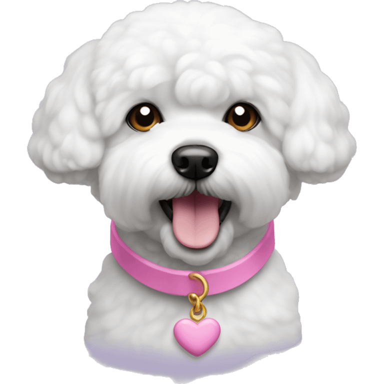 bichon frise dog with pink ears emoji