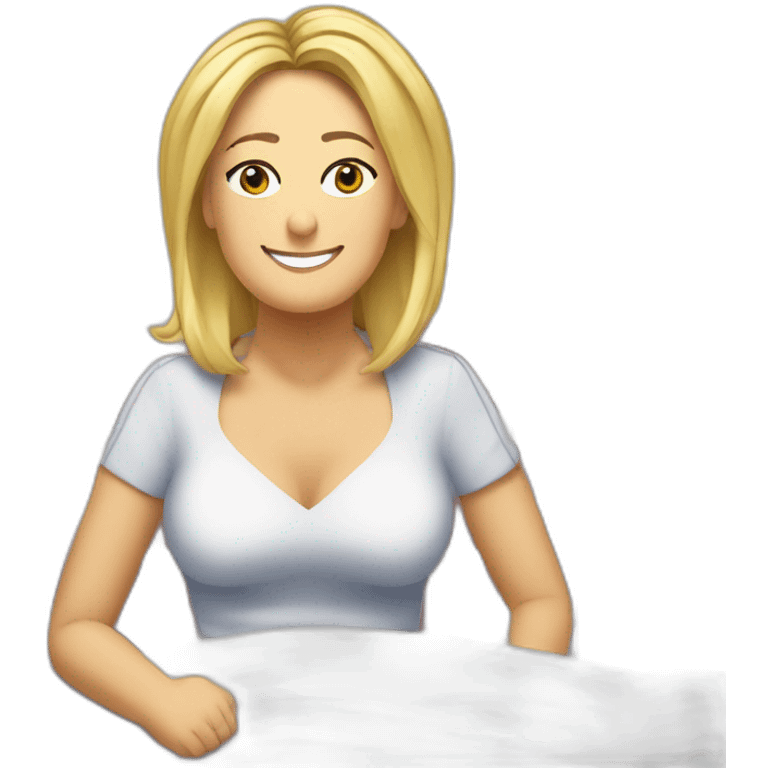 Marine le Pen sur un lit emoji