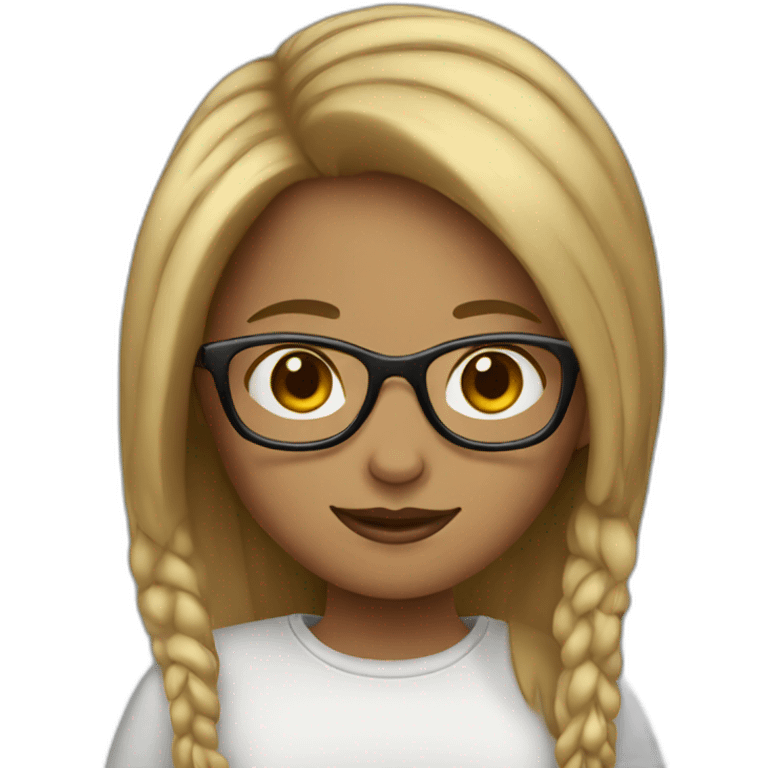 girl with macbook with reg hair and glasses emoji