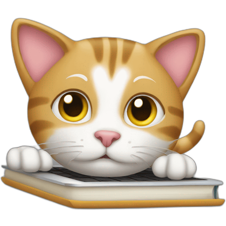 cat-working on notebook emoji