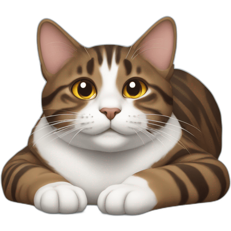 Dark brown and white Tabby Cat laying on the back emoji