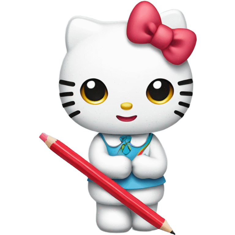 hello kitty with pencil emoji