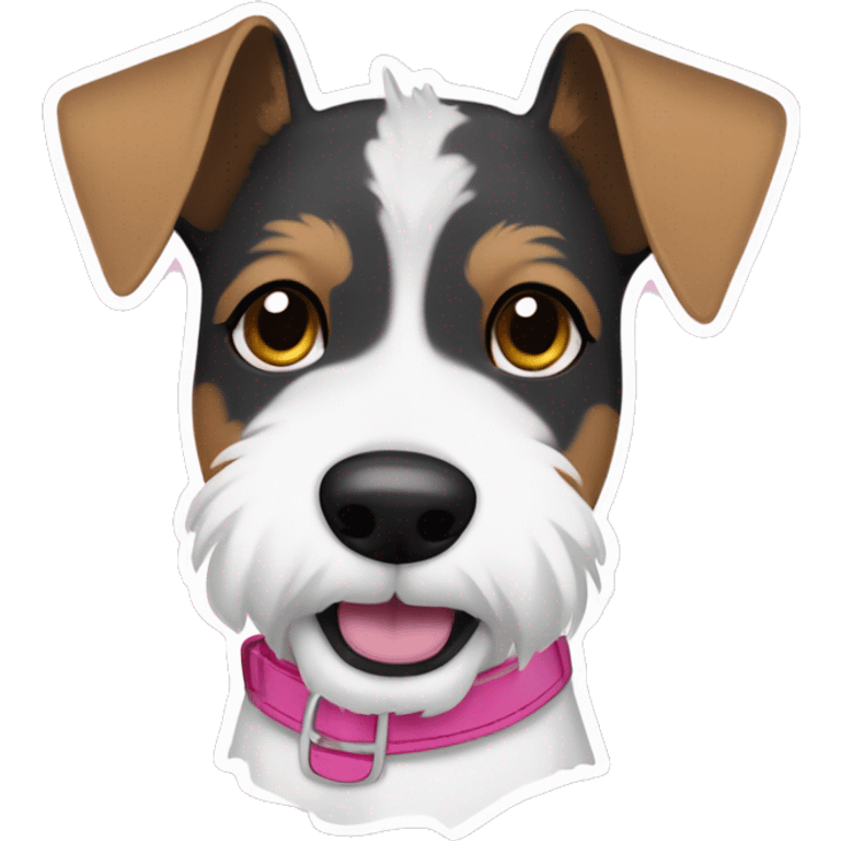  So generated sticker of a fox terrier with a pink collar, solid colour fur, inspired by the style of “Lady and the Tramp.” White outline around it emoji