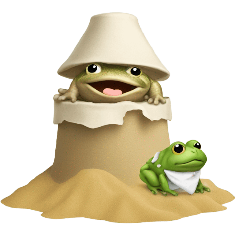 Toad in diapers building sandcastle emoji