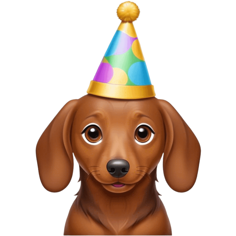 Dachshund wearing a party hat emoji