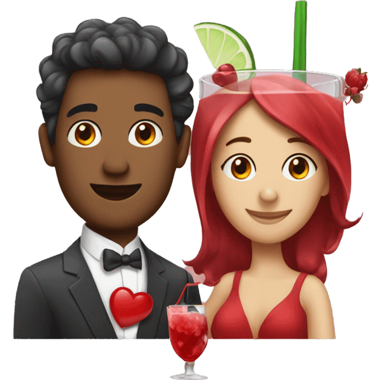 cocktail, man and woman in love emoji