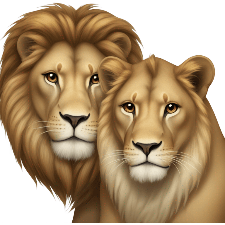 Lion and Lioness couple emoji