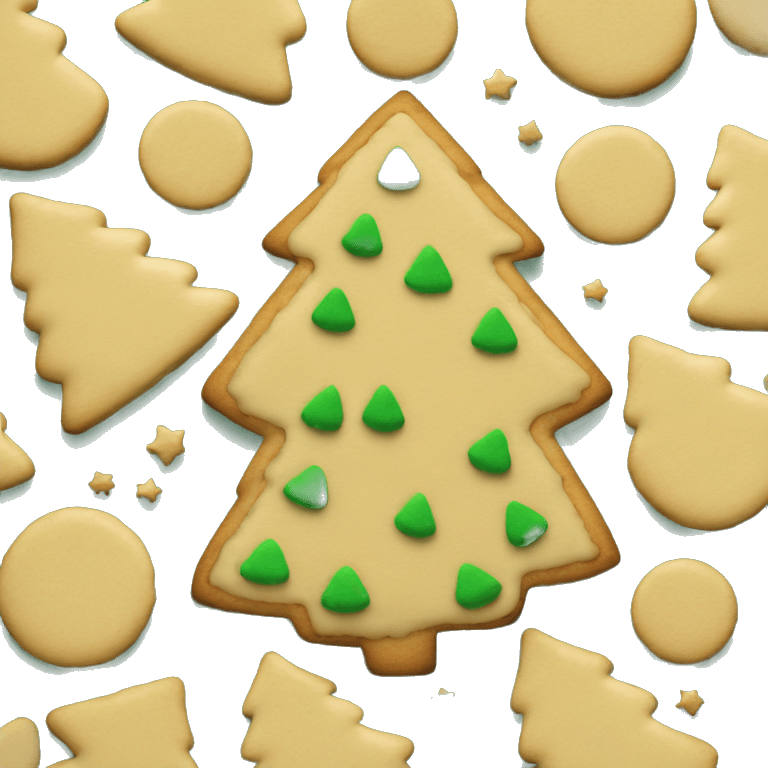 Make it a Round plain cookie with green Christmas tree in center of cookie emoji