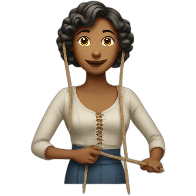 A woman with a string emoji