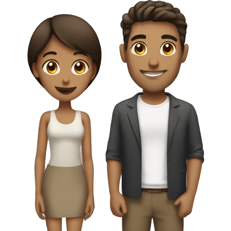 Brunette guy with brown girl couple emoji