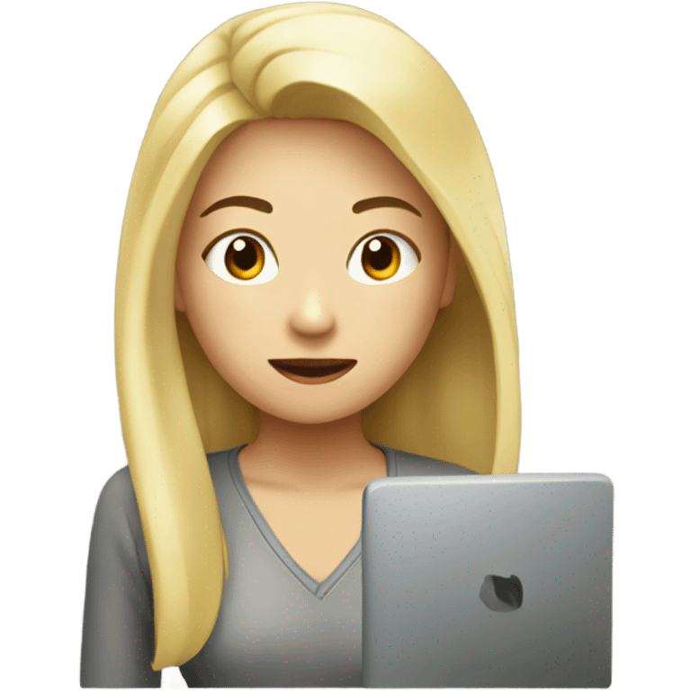 Blond asian girl with computer emoji