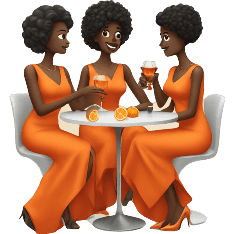 Three woman with orange dresses drinking aperol  emoji