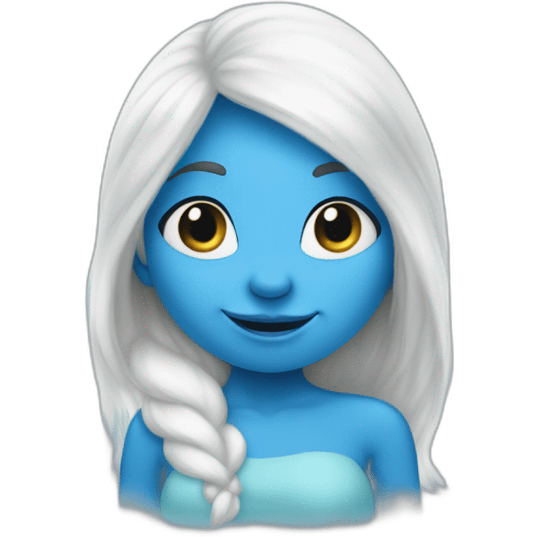 smurf girl with smurf skin and white hair emoji