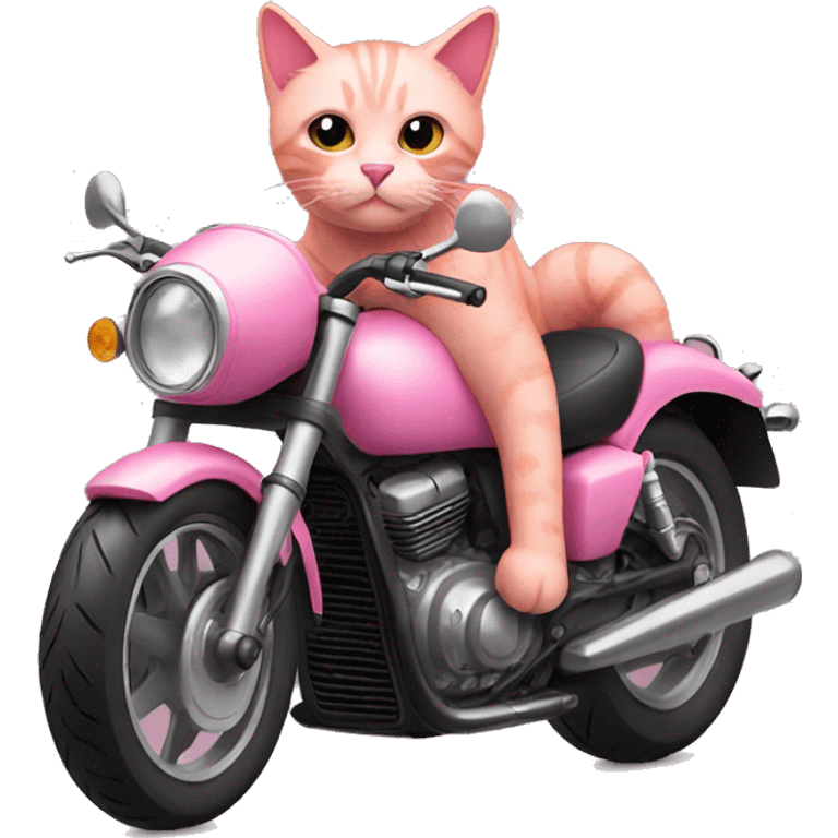 pink cat on a motorcycle  emoji