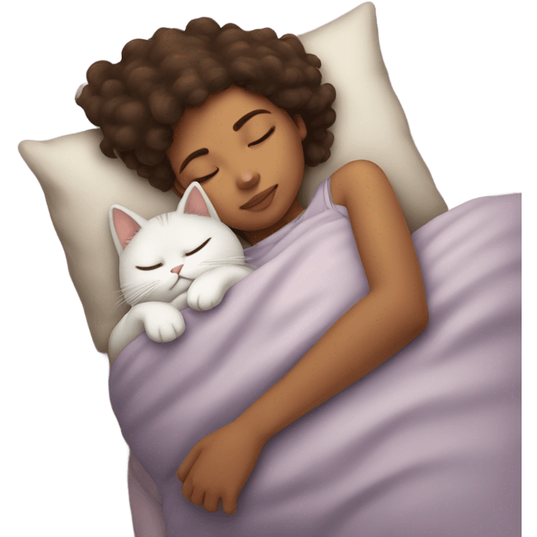 Girl and cat sleeping emoji