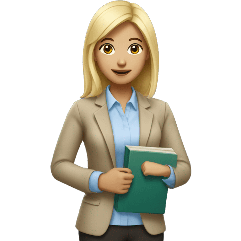 asian female teacher blonde hair holding books emoji