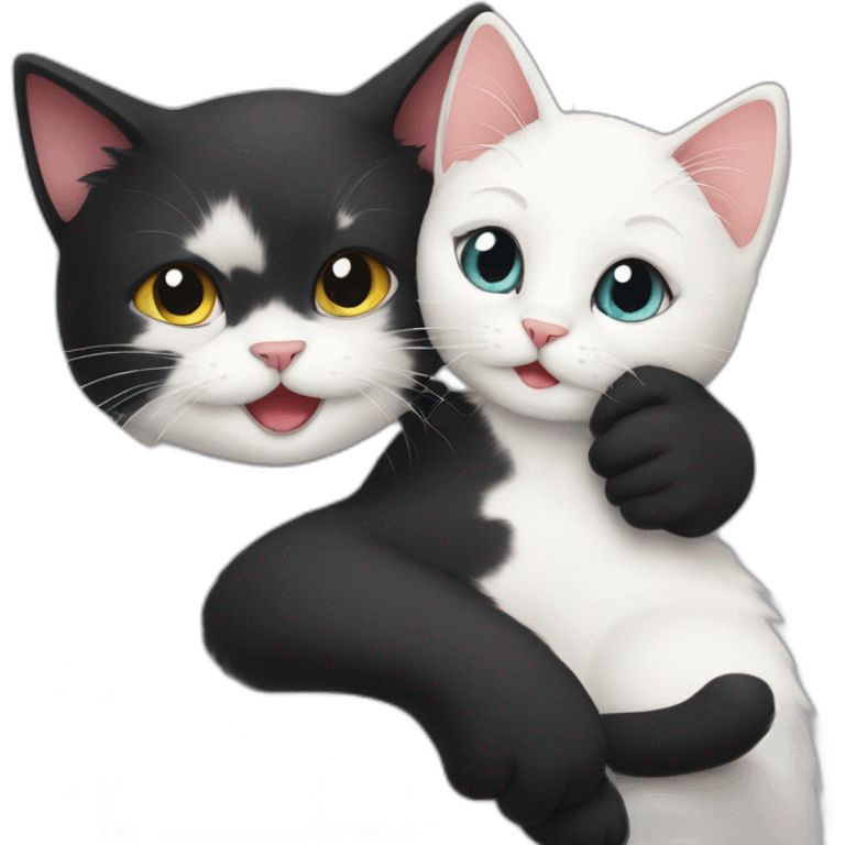 black cat in love with white cat  emoji