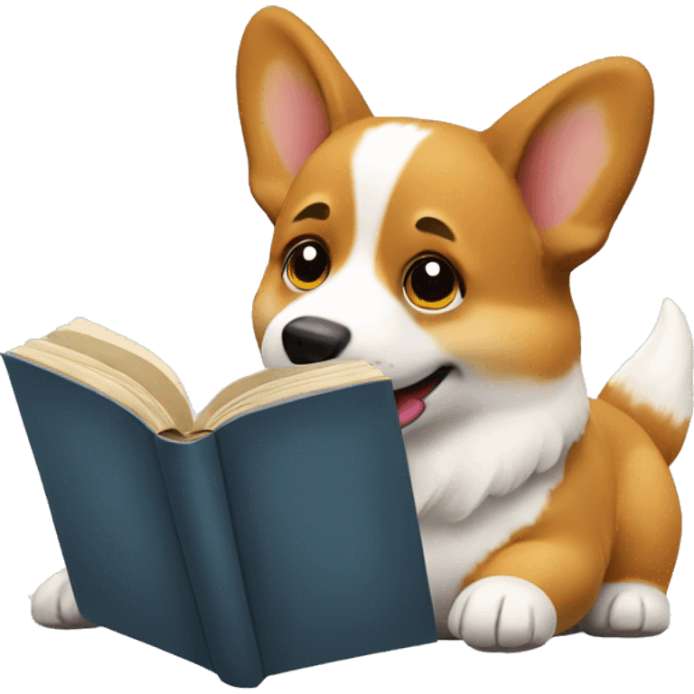 corgi reading a book emoji