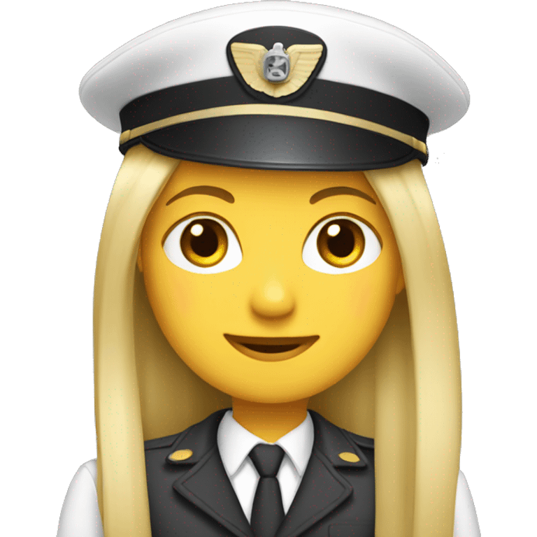 Blonde girl with long straight hair with pilot hat emoji