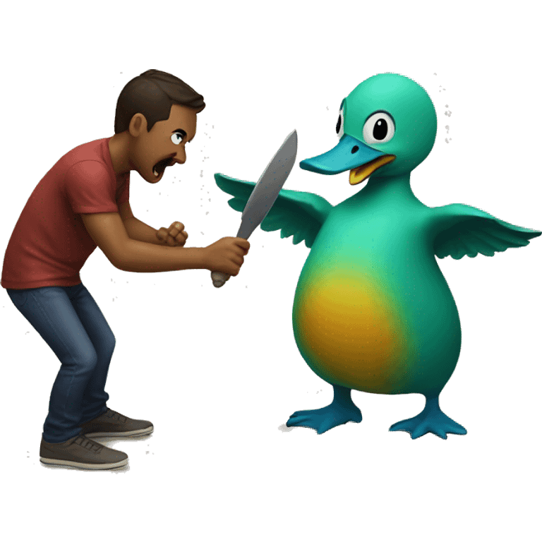 Duck beating up a monster  emoji