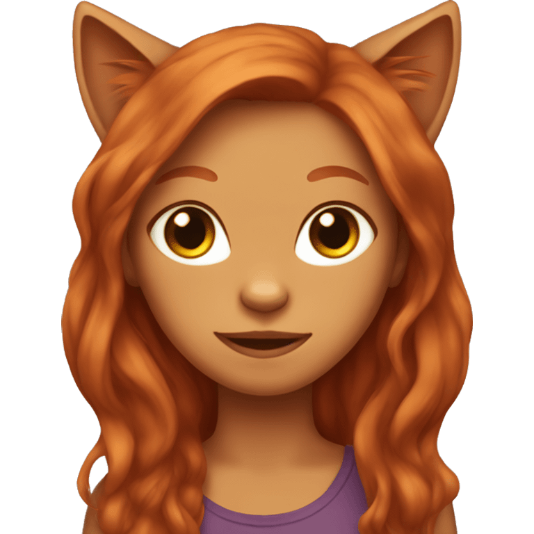 Red cat with long brown hair girl emoji