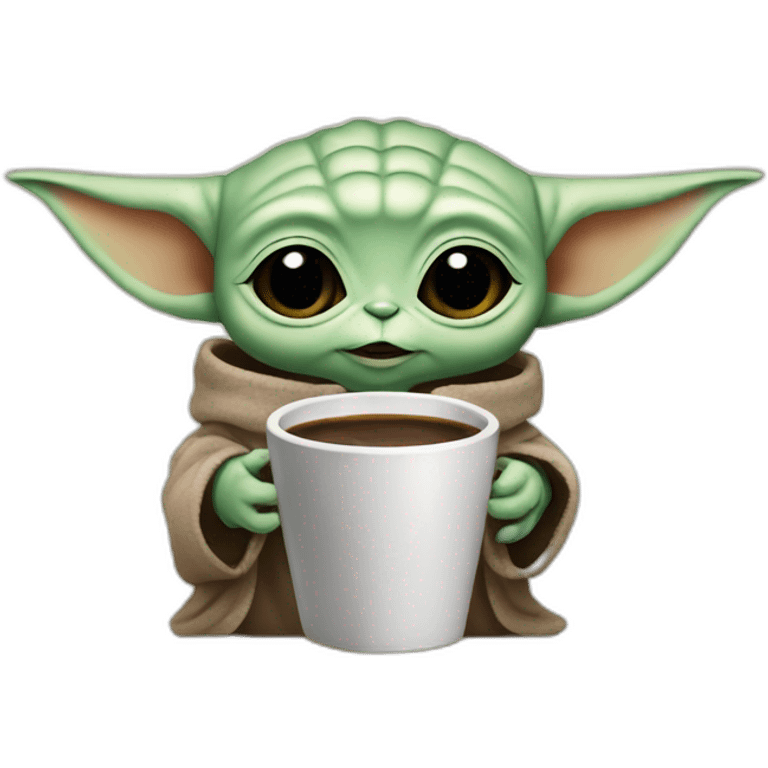 Baby yoda - drink coffee emoji