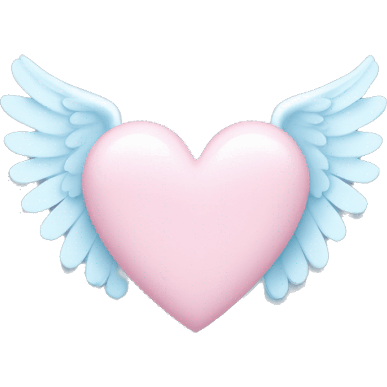 Half light pink heart with half light blue heart with angel wings emoji