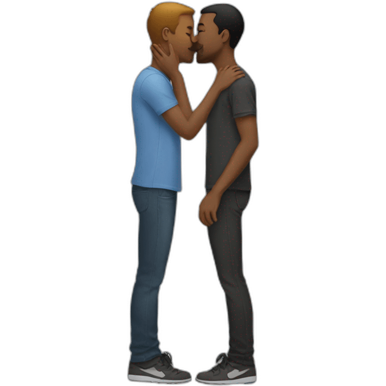 two guys kissing, one short and one tall emoji