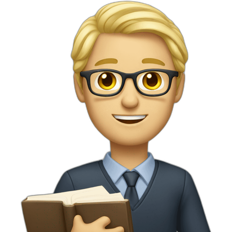 a teacher with blond hair and a book in his hand emoji