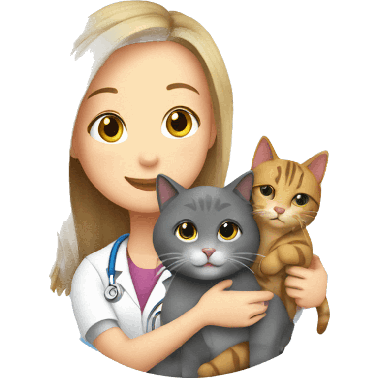 cat cuddles veterinarian girl emoji