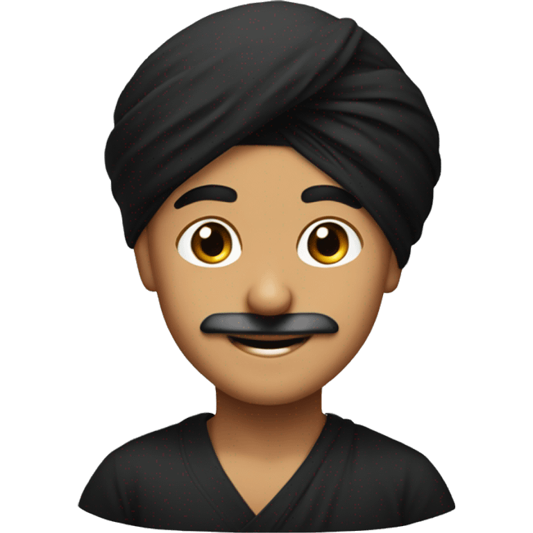 smiling sardar boy with black turban emoji