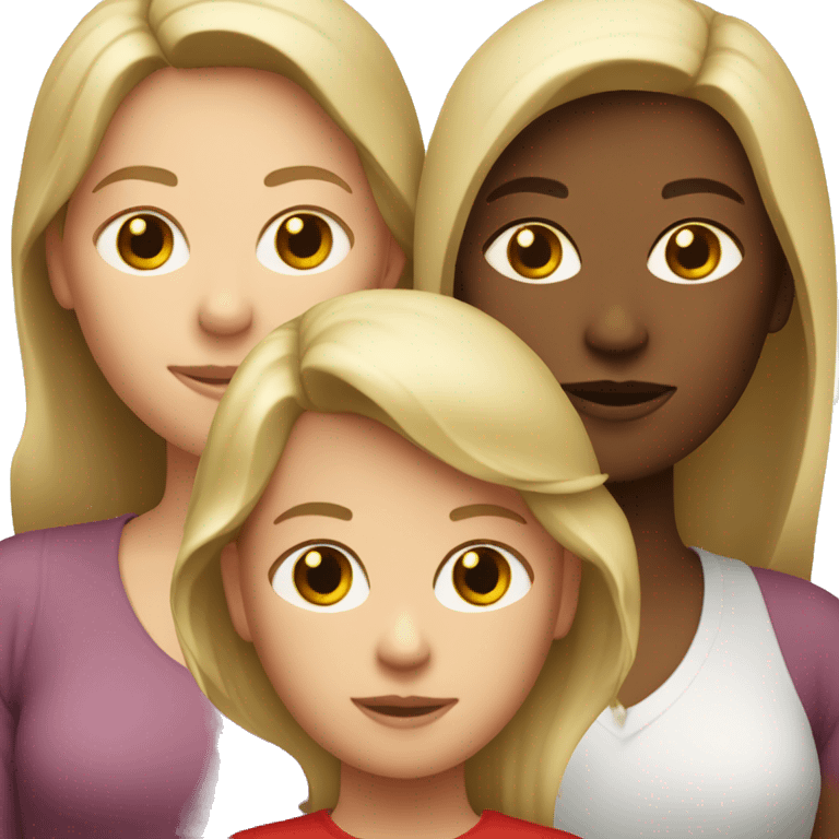 dark blond mother with two red girls emoji