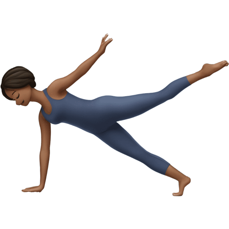 brunette woman with medium-length hair performing a Pilates pose emoji