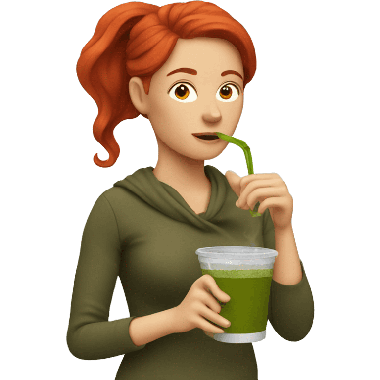 a red hair woman drinkin yerba mate emoji