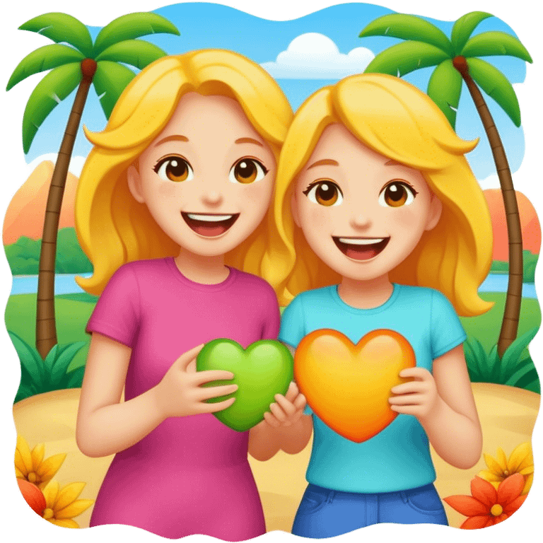 Girls having fun outdoors emoji