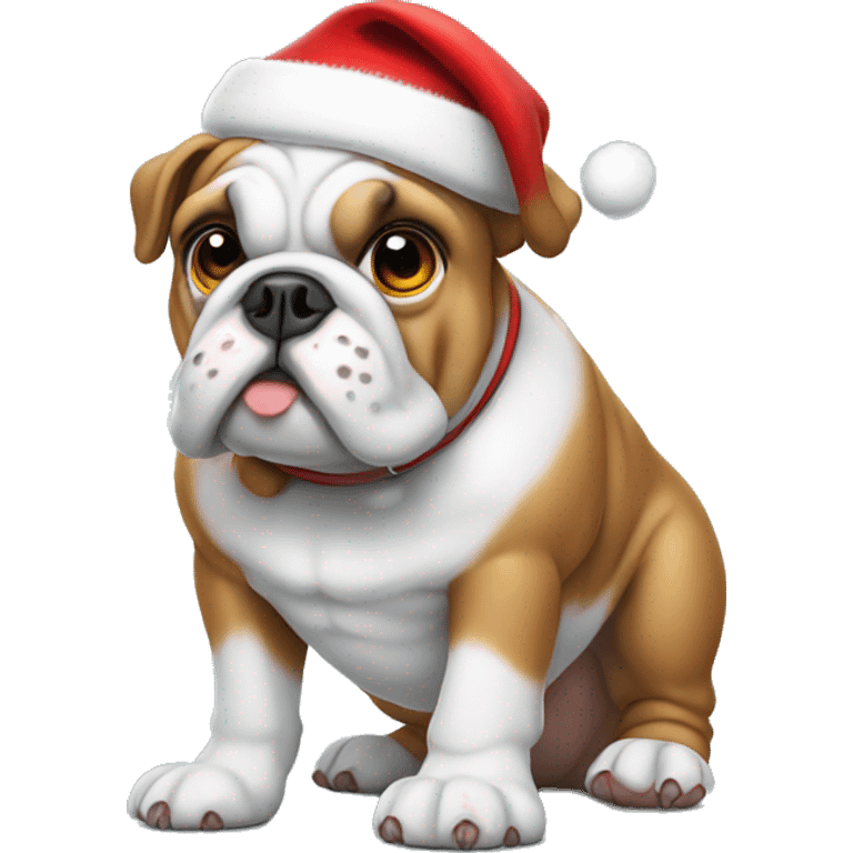 Bulldog wearing Santa hat  emoji