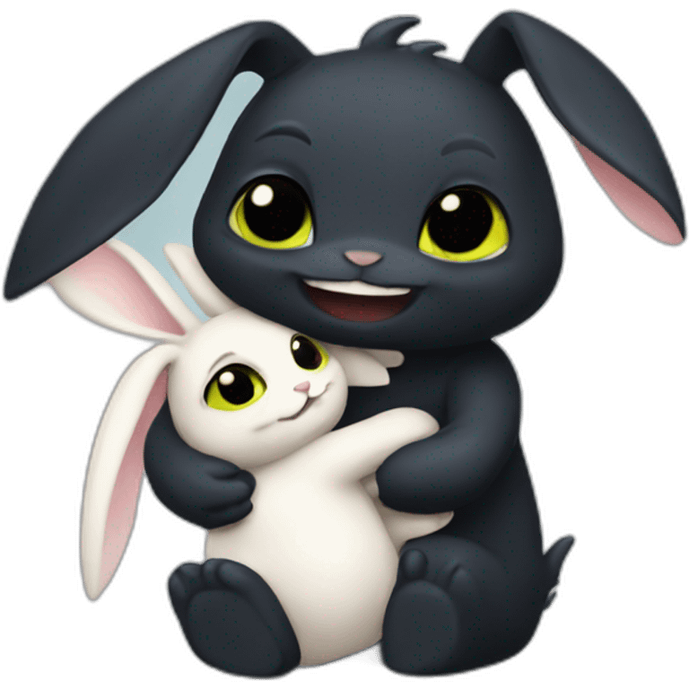 Toothless hugging a bunny emoji