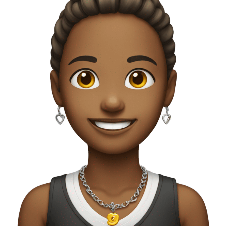 smiling girl with necklace emoji