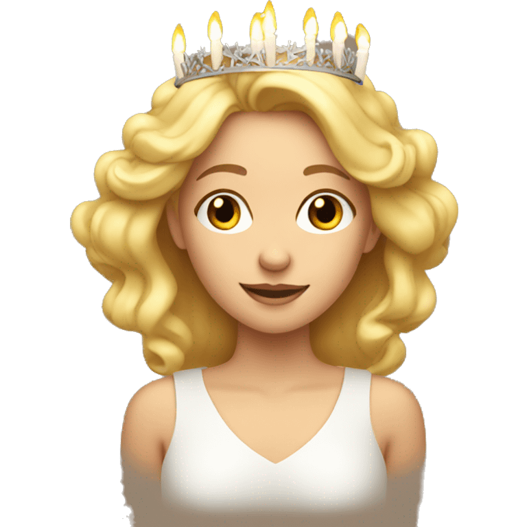 Blonde girl with crown of candles  emoji