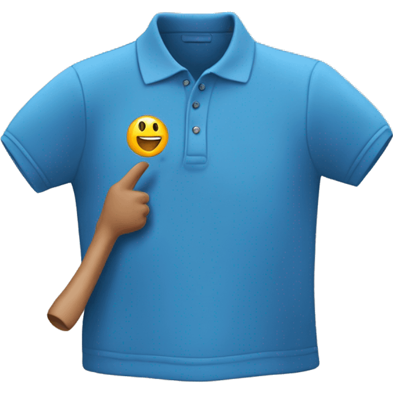 polo shirt and pointing emoji