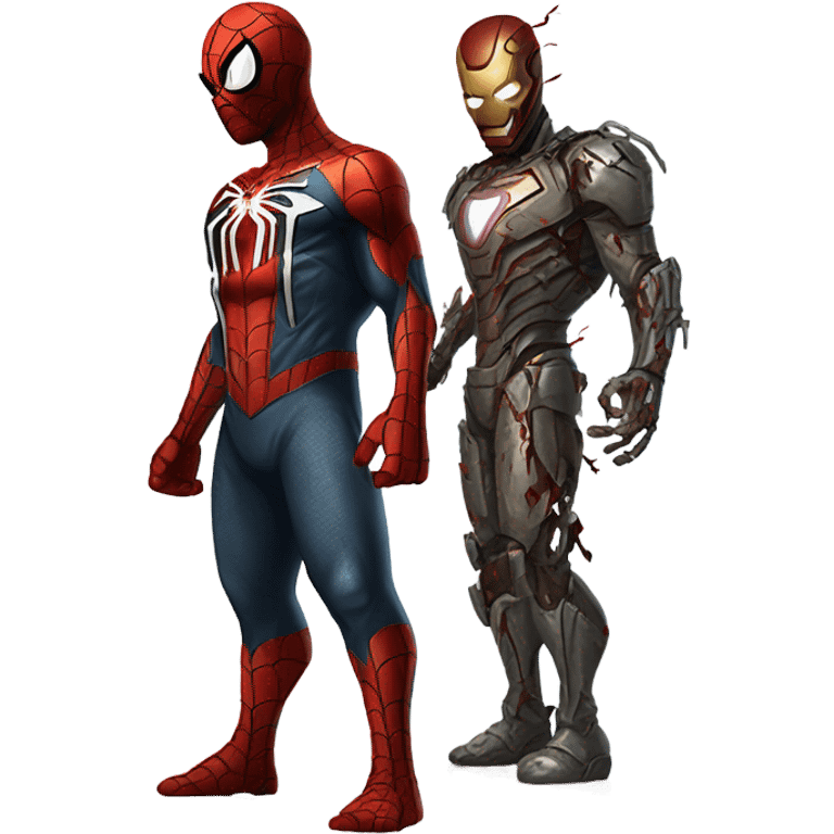 Zombie Spiderman fight to Iron Man emoji