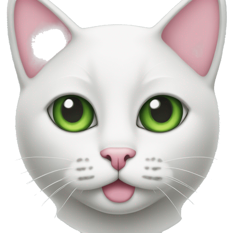 Tuxedo cat face with green eyes and pink nose emoji