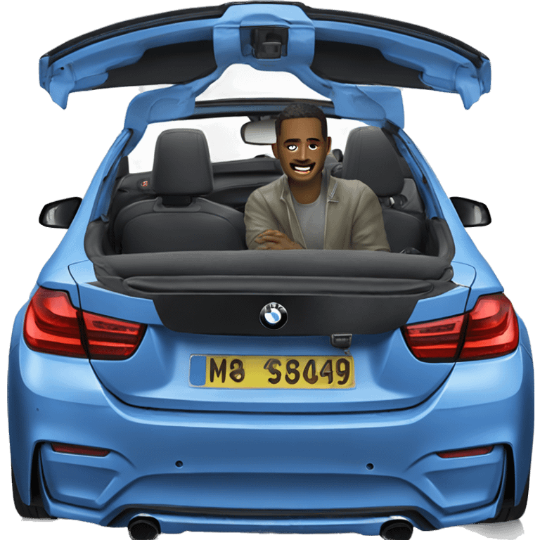 Man seating in blue bmw m440 emoji